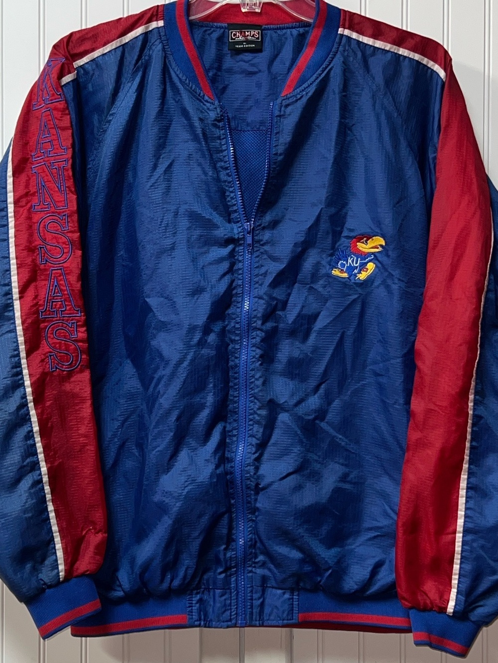 90s Champs Kansas Jayhawks Ripstop Jacket XL Vintage